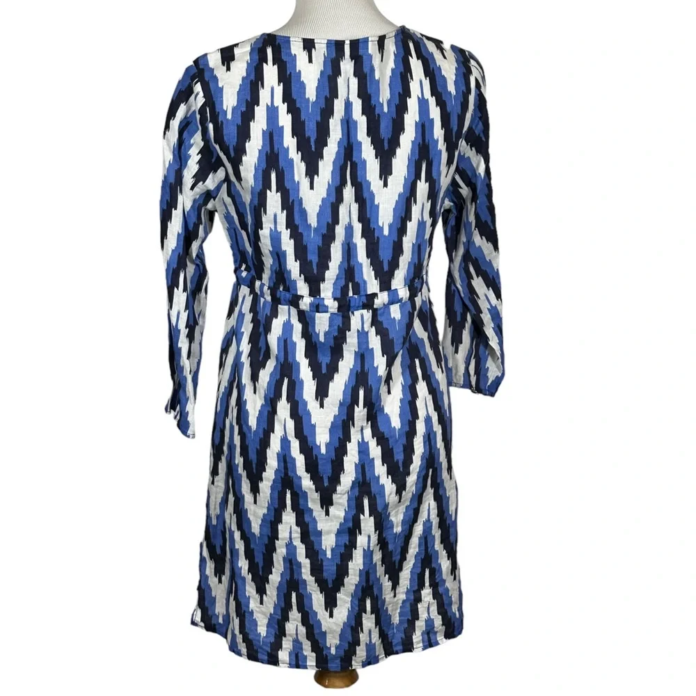 Talbots Chevron Ikat 100% Linen Cover Up Tunic Dress Sz M - Picture 2 of 10